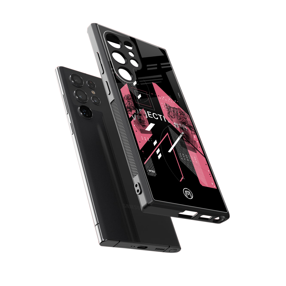 apollo project aesthetic pink and black back phone cover | glass case for samsung galaxy s23 ultra