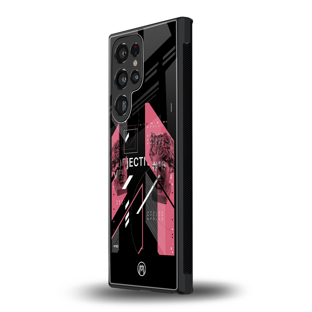 apollo project aesthetic pink and black back phone cover | glass case for samsung galaxy s23 ultra