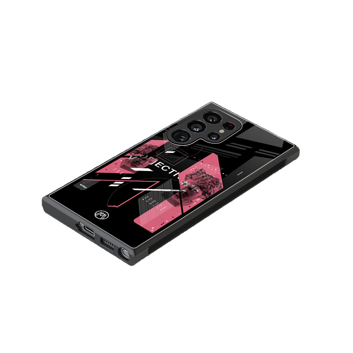 apollo project aesthetic pink and black back phone cover | glass case for samsung galaxy s23 ultra