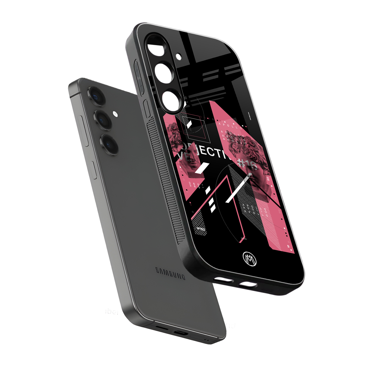 apollo project aesthetic pink and black back phone cover | glass case for samsung galaxy s24