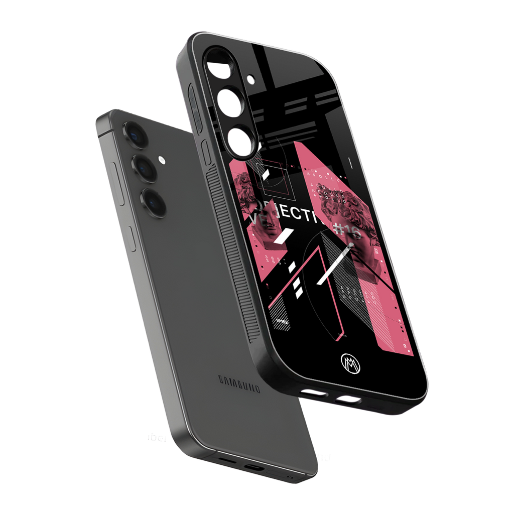 apollo project aesthetic pink and black back phone cover | glass case for samsung galaxy s24 plus