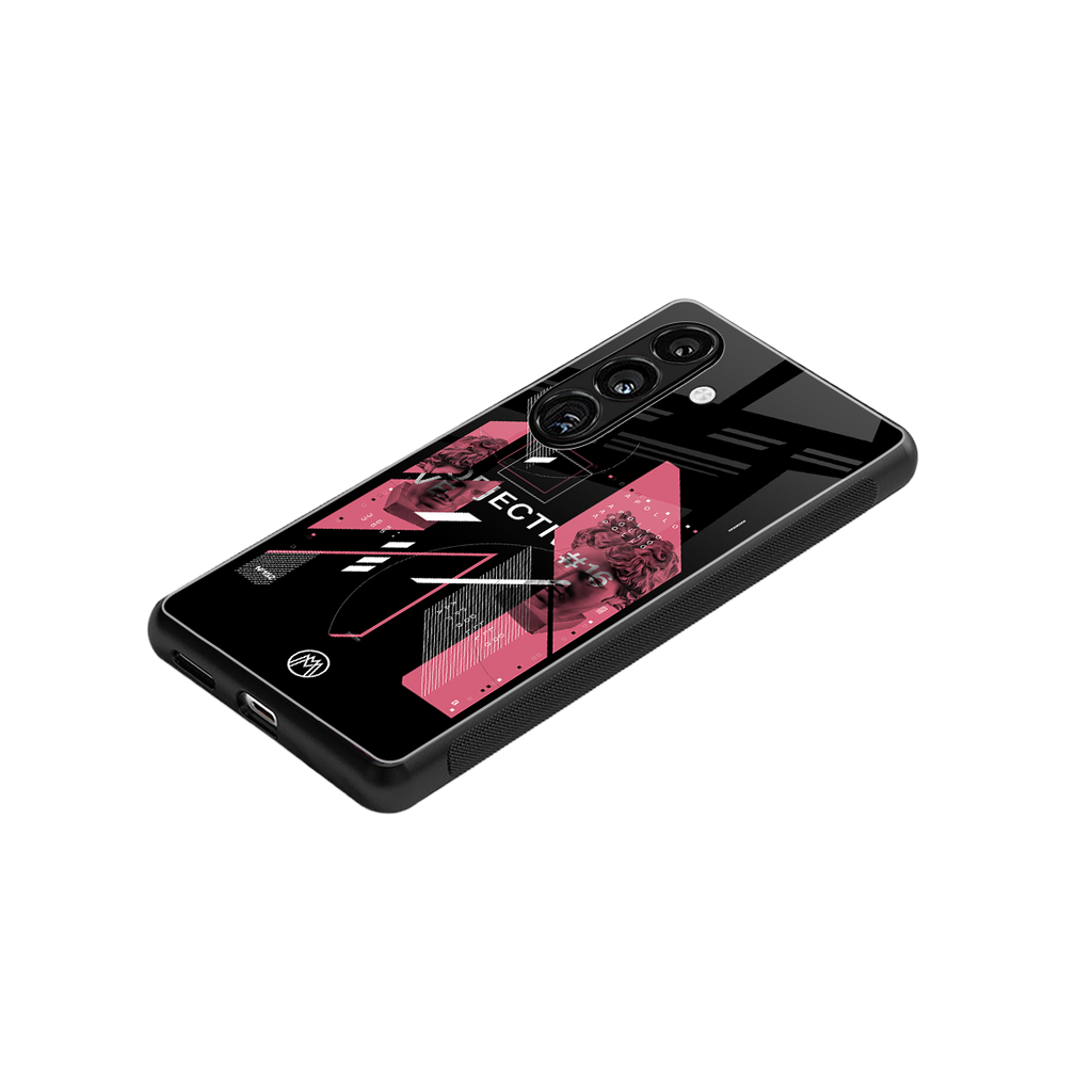 apollo project aesthetic pink and black back phone cover | glass case for samsung galaxy s24 plus
