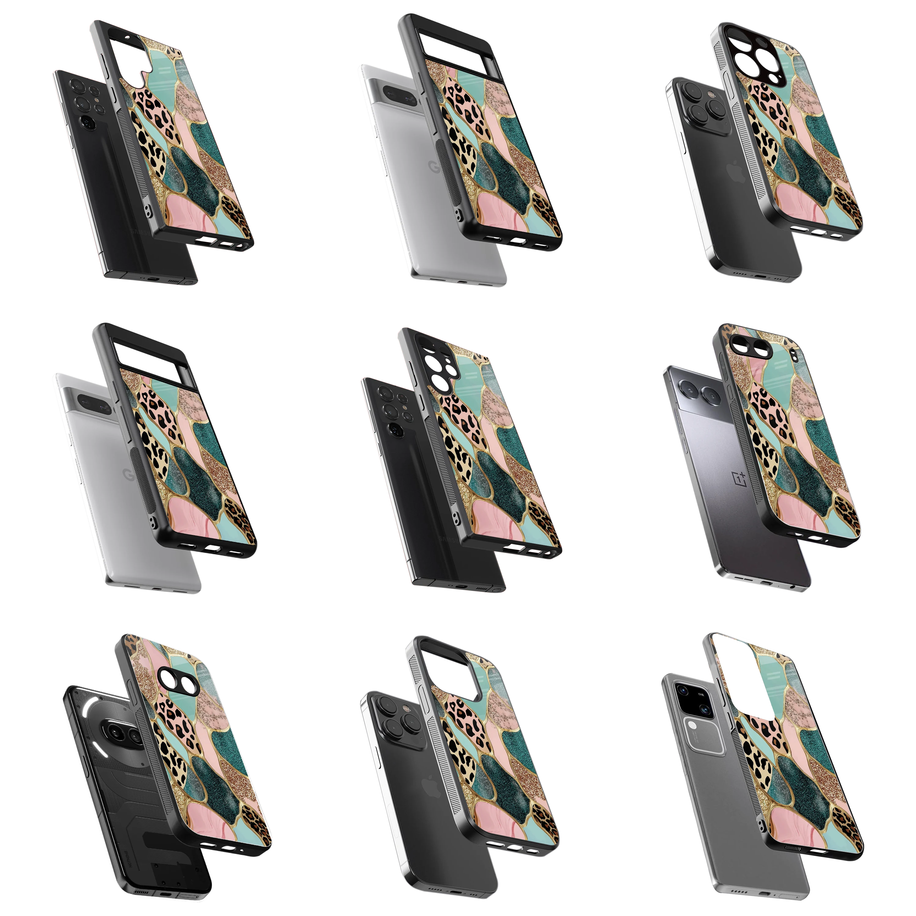Durable Glass Back Mobile Case for iPhone, Samsung, OnePlus, Google Pixel, Redmi, Vivo, Oppo