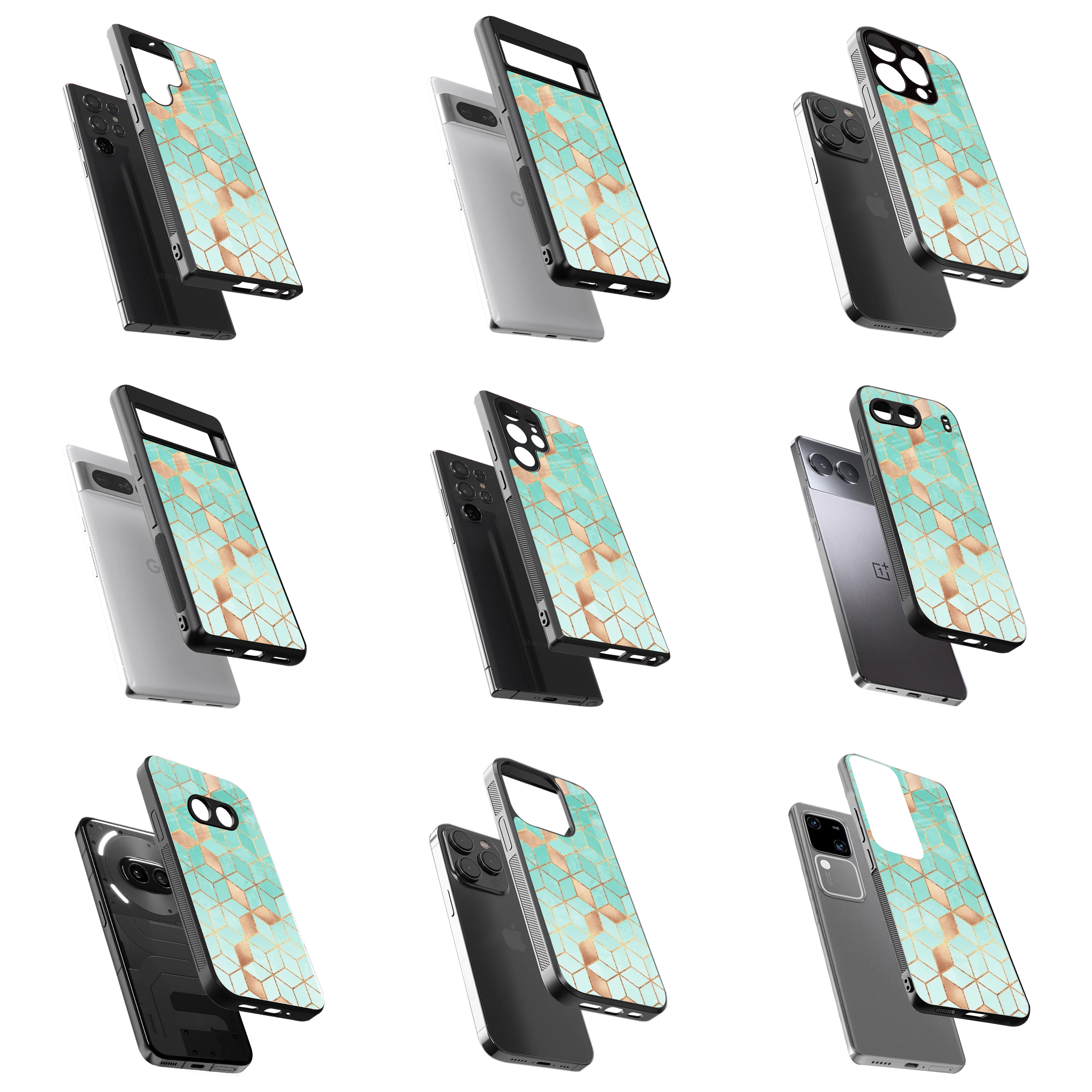 Durable Glass Back Mobile Case for iPhone, Samsung, OnePlus, Google Pixel, Redmi, Vivo, Oppo