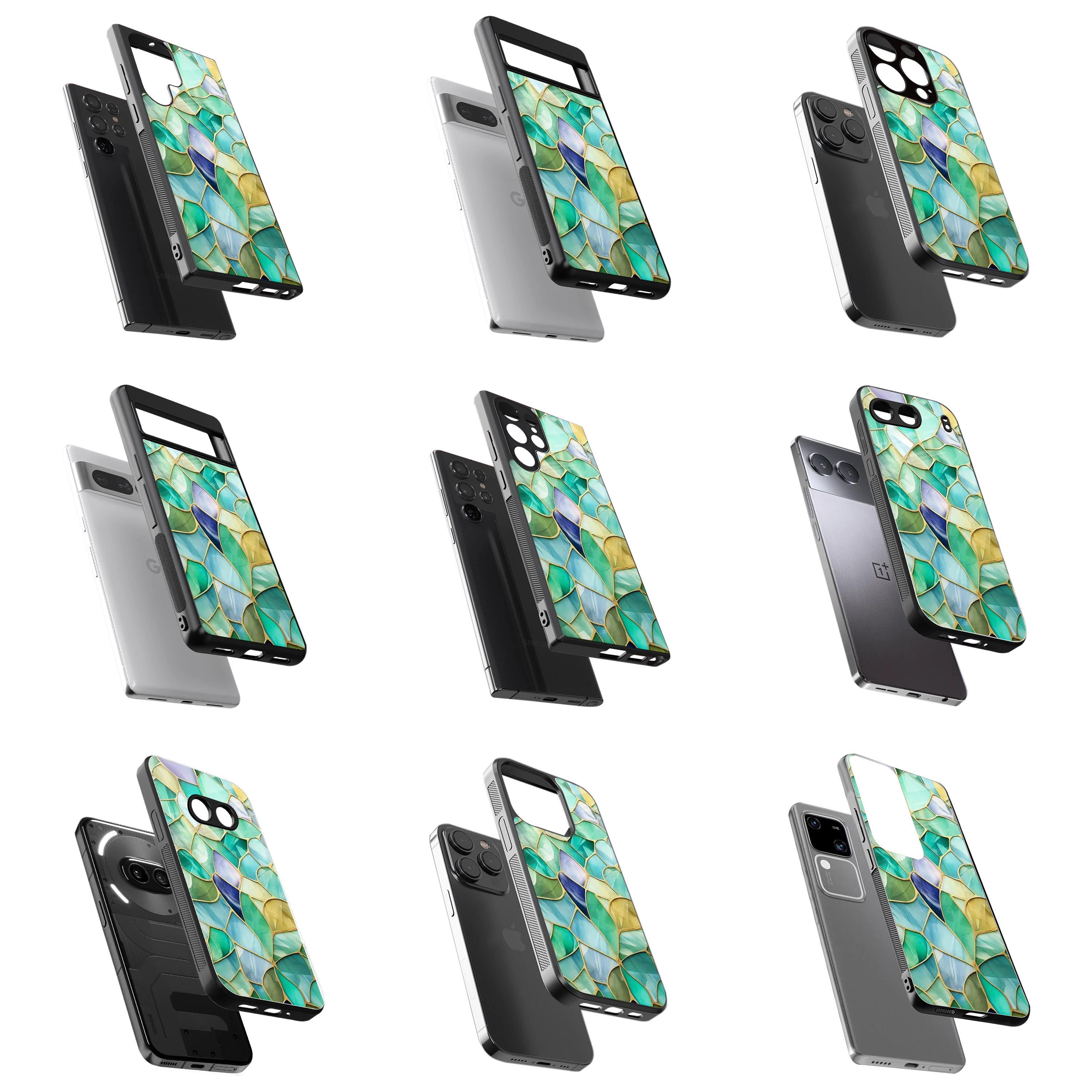Durable Glass Back Mobile Case for iPhone, Samsung, OnePlus, Google Pixel, Redmi, Vivo, Oppo