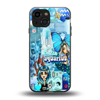 aquarius aesthetic collage back phone cover | glass case for iphone 13 mini