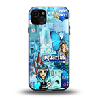 aquarius aesthetic collage back phone cover | glass case for iphone 15 plus