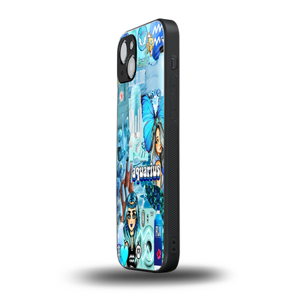 aquarius aesthetic collage back phone cover | glass case for iphone 15