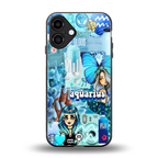 aquarius aesthetic collage back phone cover | glass case for iphone 16 plus