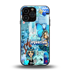 aquarius aesthetic collage back phone cover | glass case for iphone 16 pro max