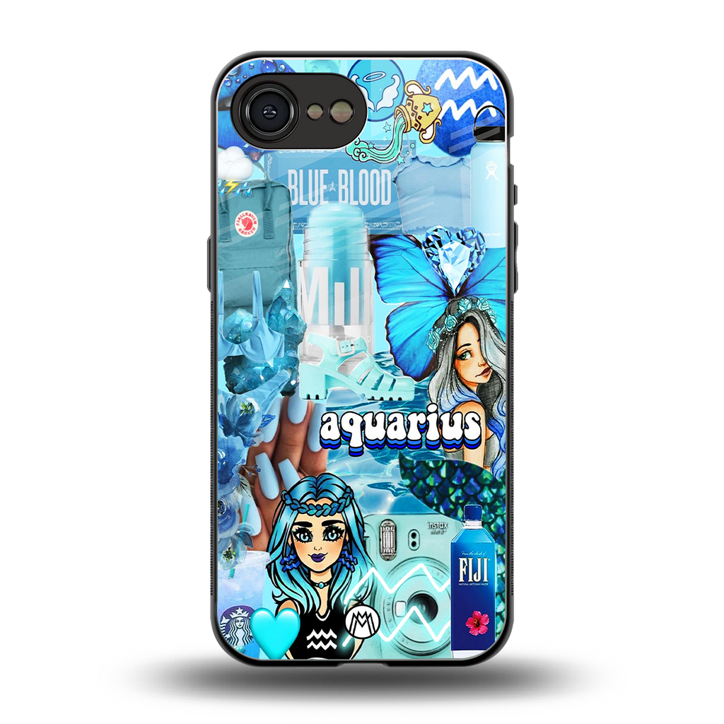 aquarius aesthetic collage back phone cover | glass case for iphone 16e