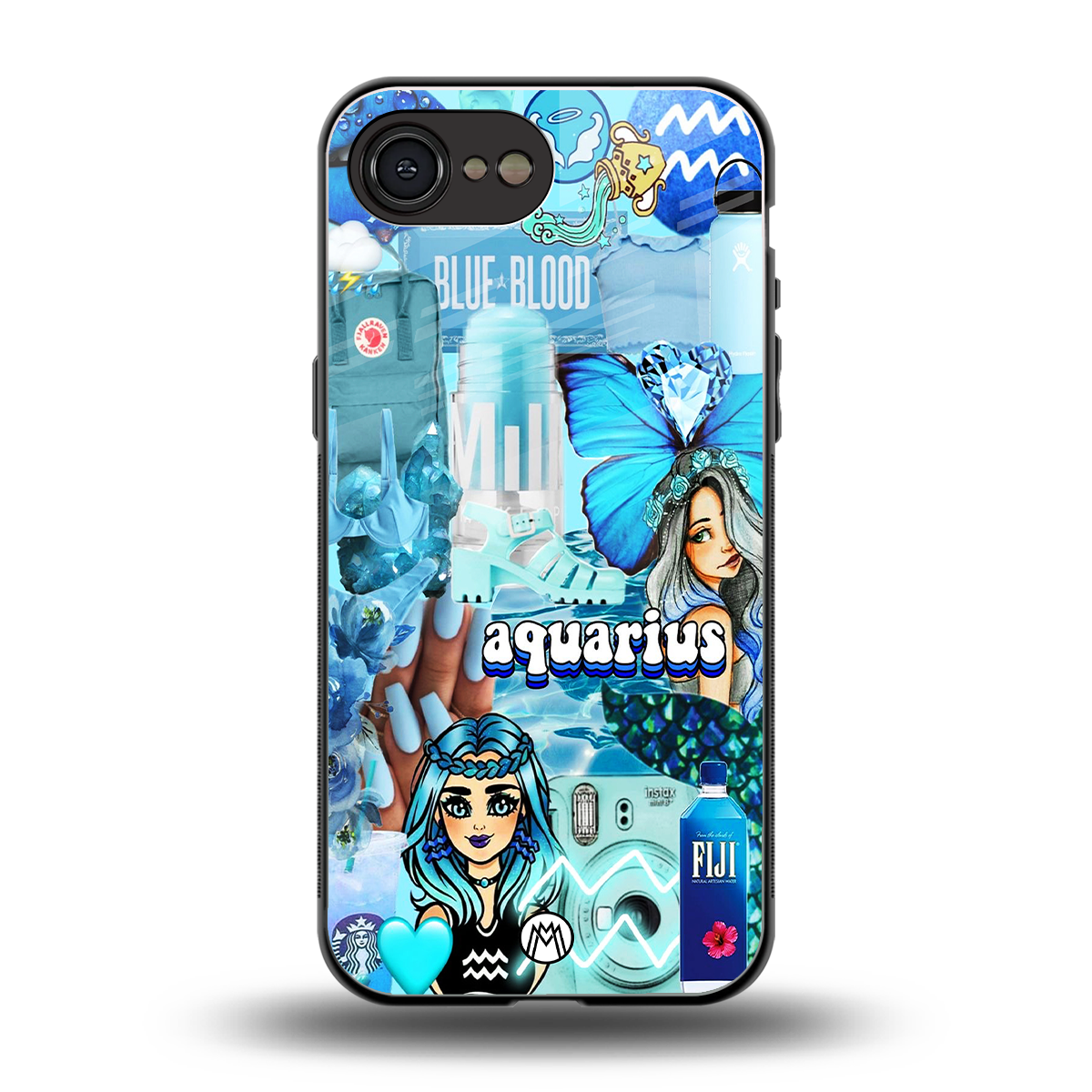 aquarius aesthetic collage back phone cover | glass case for iphone 16e