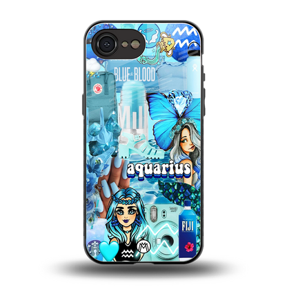 aquarius aesthetic collage back phone cover | glass case for iphone 16e