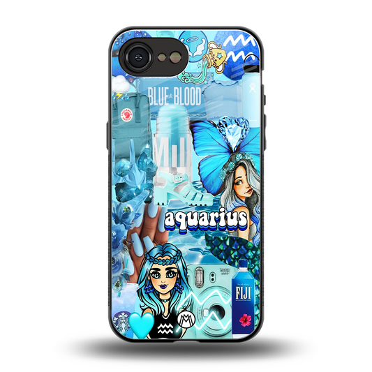 aquarius aesthetic collage back phone cover | glass case for iphone 16e