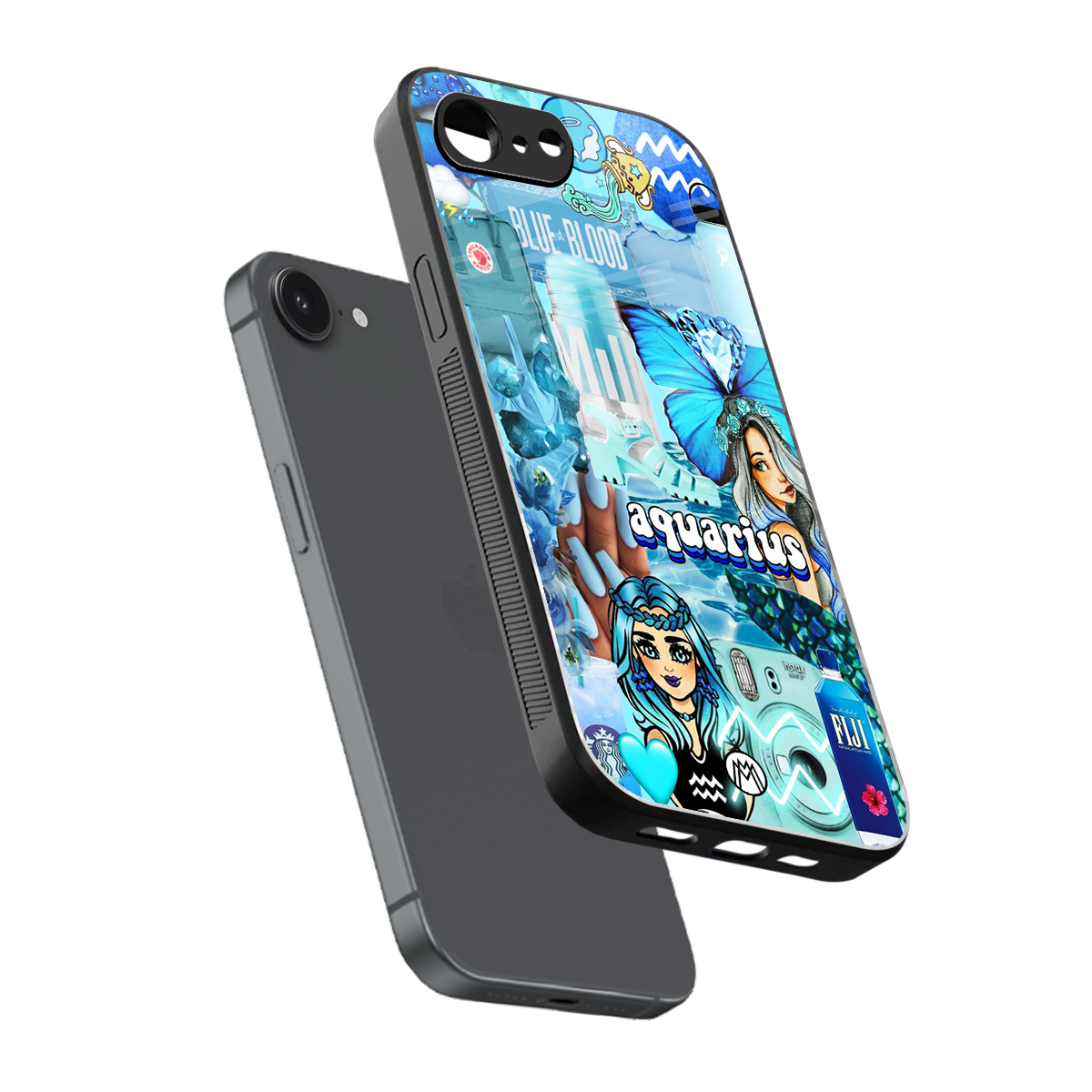 aquarius aesthetic collage back phone cover | glass case for iphone 16e
