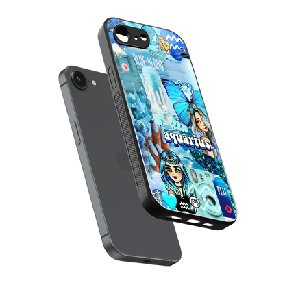 aquarius aesthetic collage back phone cover | glass case for iphone 16e