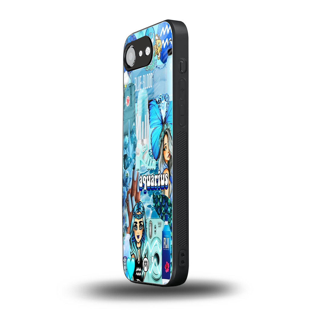 aquarius aesthetic collage back phone cover | glass case for iphone 16e