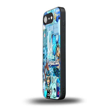 aquarius aesthetic collage back phone cover | glass case for iphone 16e