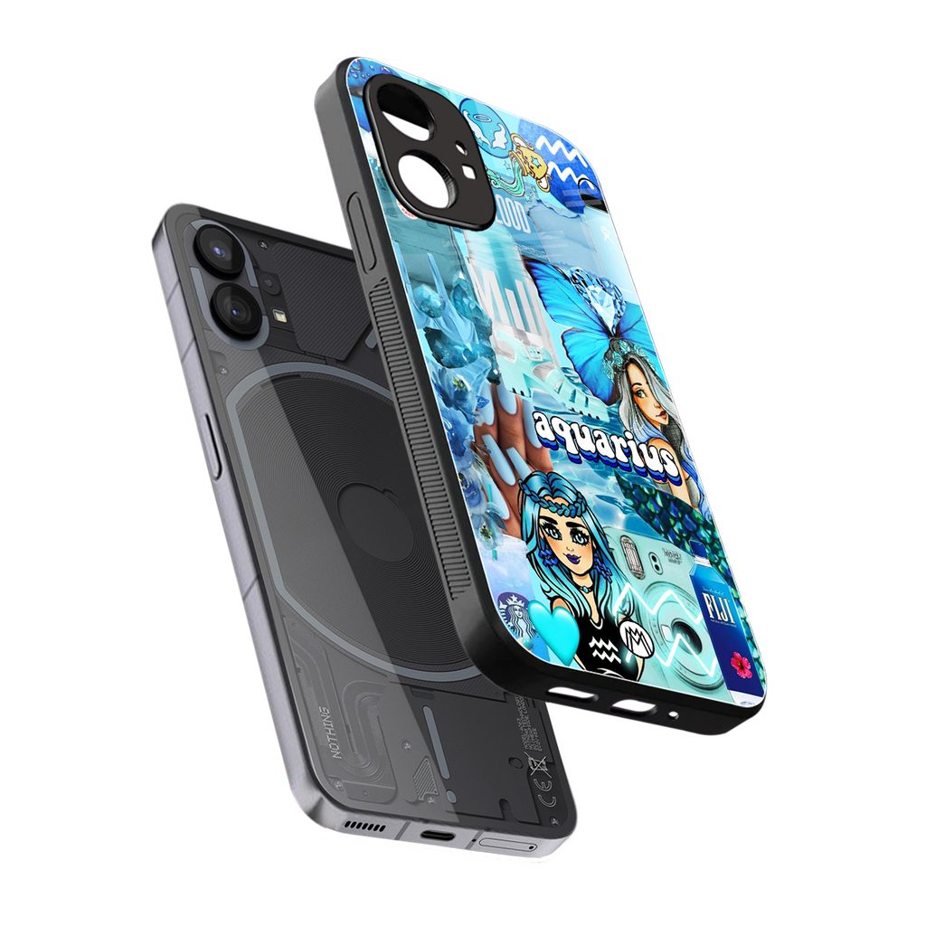 aquarius aesthetic collage back phone cover | glass case for nothing phone 1