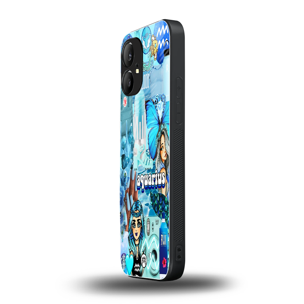 aquarius aesthetic collage back phone cover | glass case for nothing phone 1