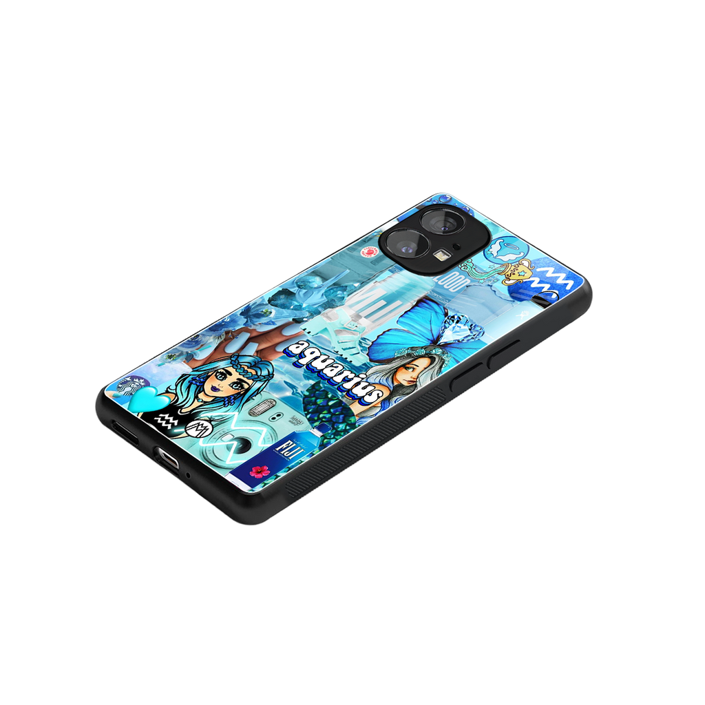 aquarius aesthetic collage back phone cover | glass case for nothing phone 1