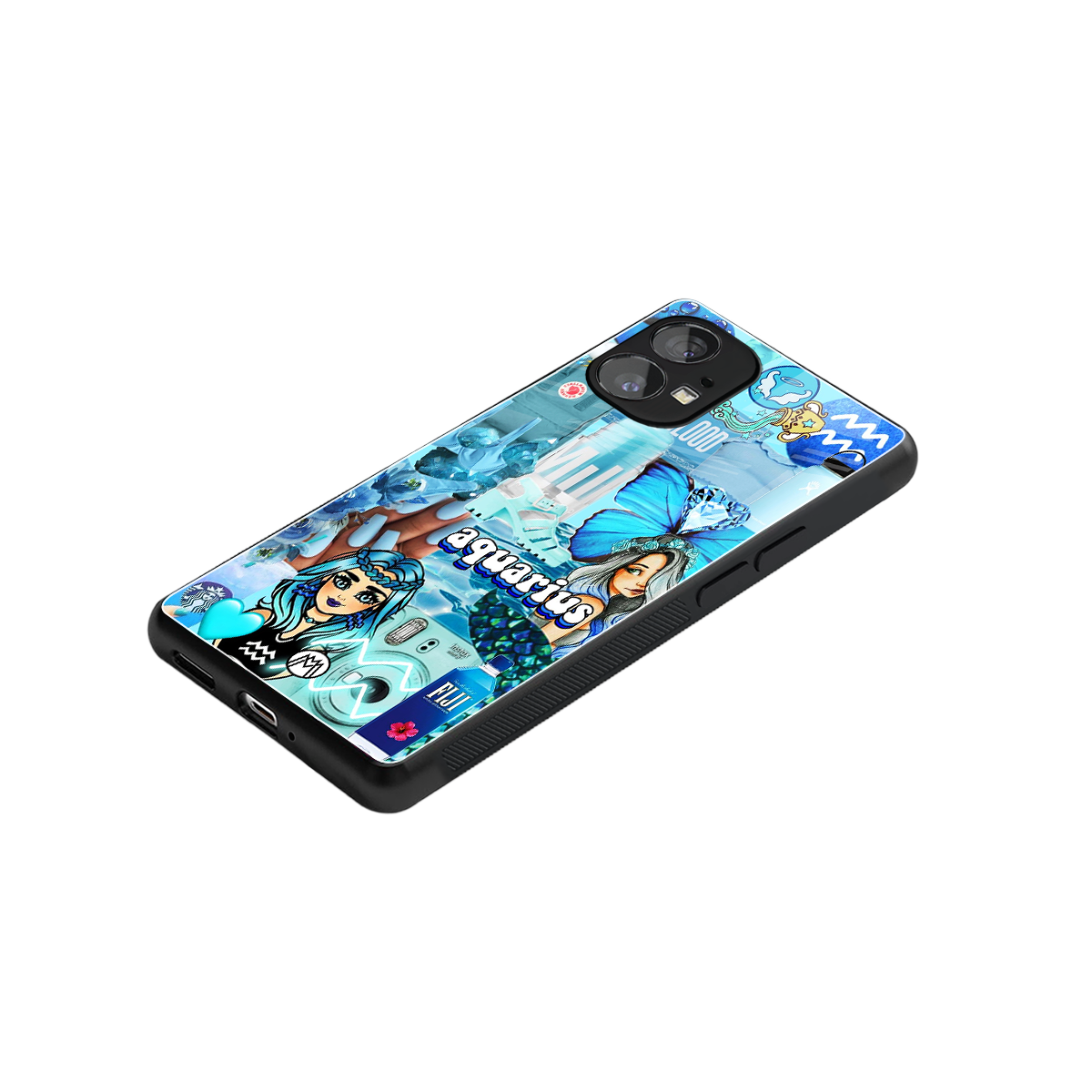aquarius aesthetic collage back phone cover | glass case for nothing phone 1