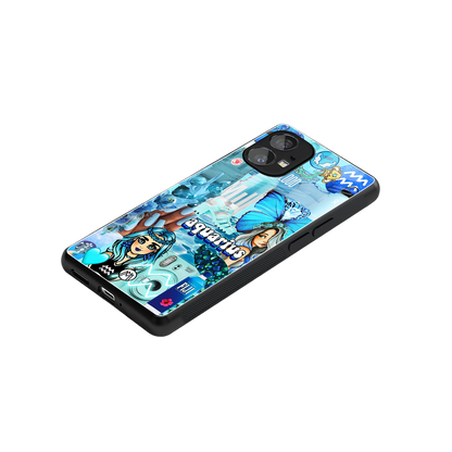 aquarius aesthetic collage back phone cover | glass case for nothing phone 1