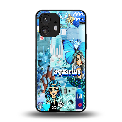 aquarius aesthetic collage back phone cover | glass case for nothing phone 2