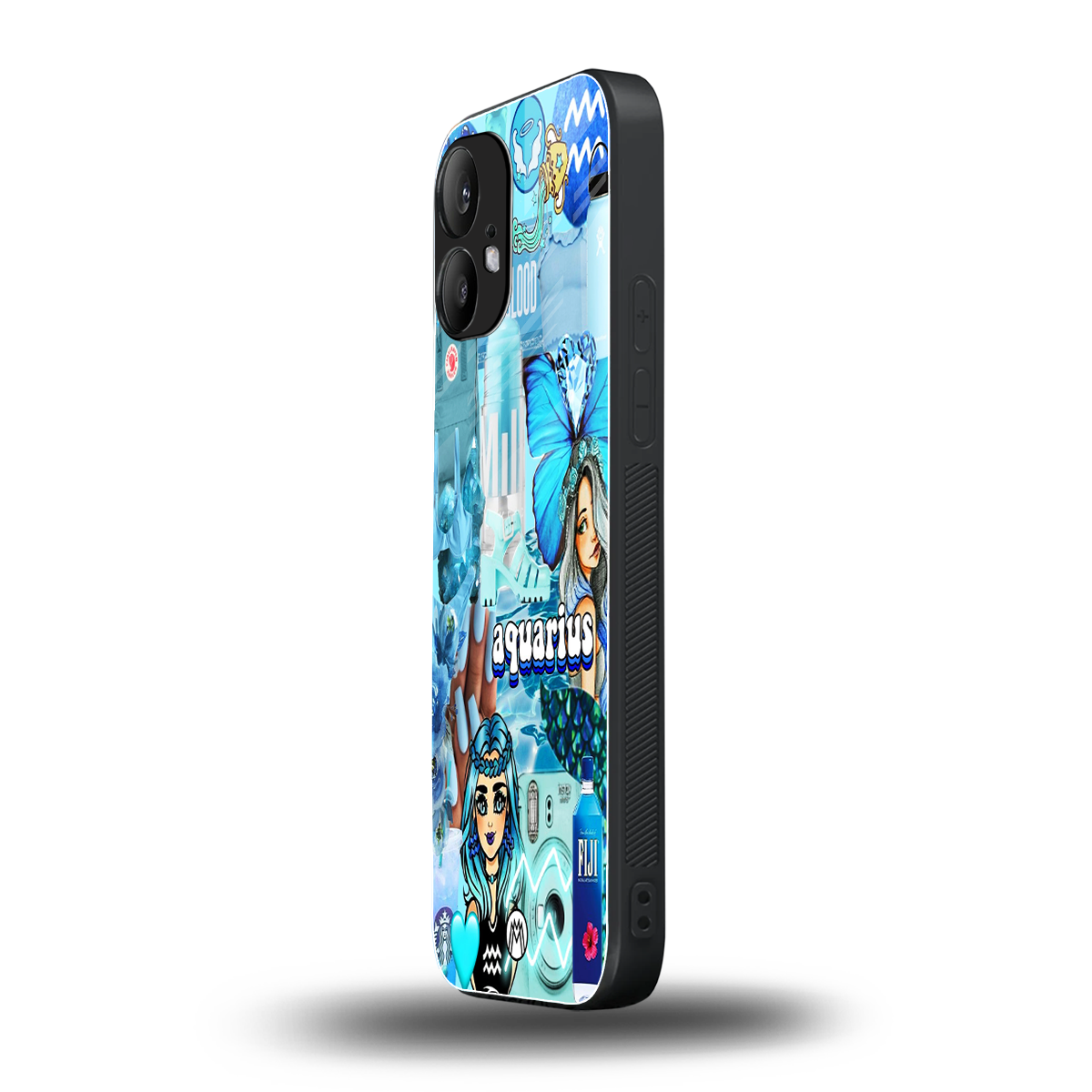 aquarius aesthetic collage back phone cover | glass case for nothing phone 2