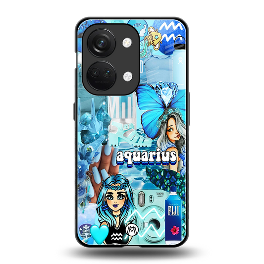 aquarius aesthetic collage back phone cover | glass case for oneplus nord 3