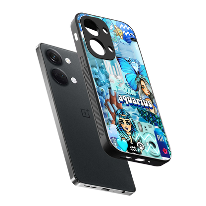 aquarius aesthetic collage back phone cover | glass case for oneplus nord 3