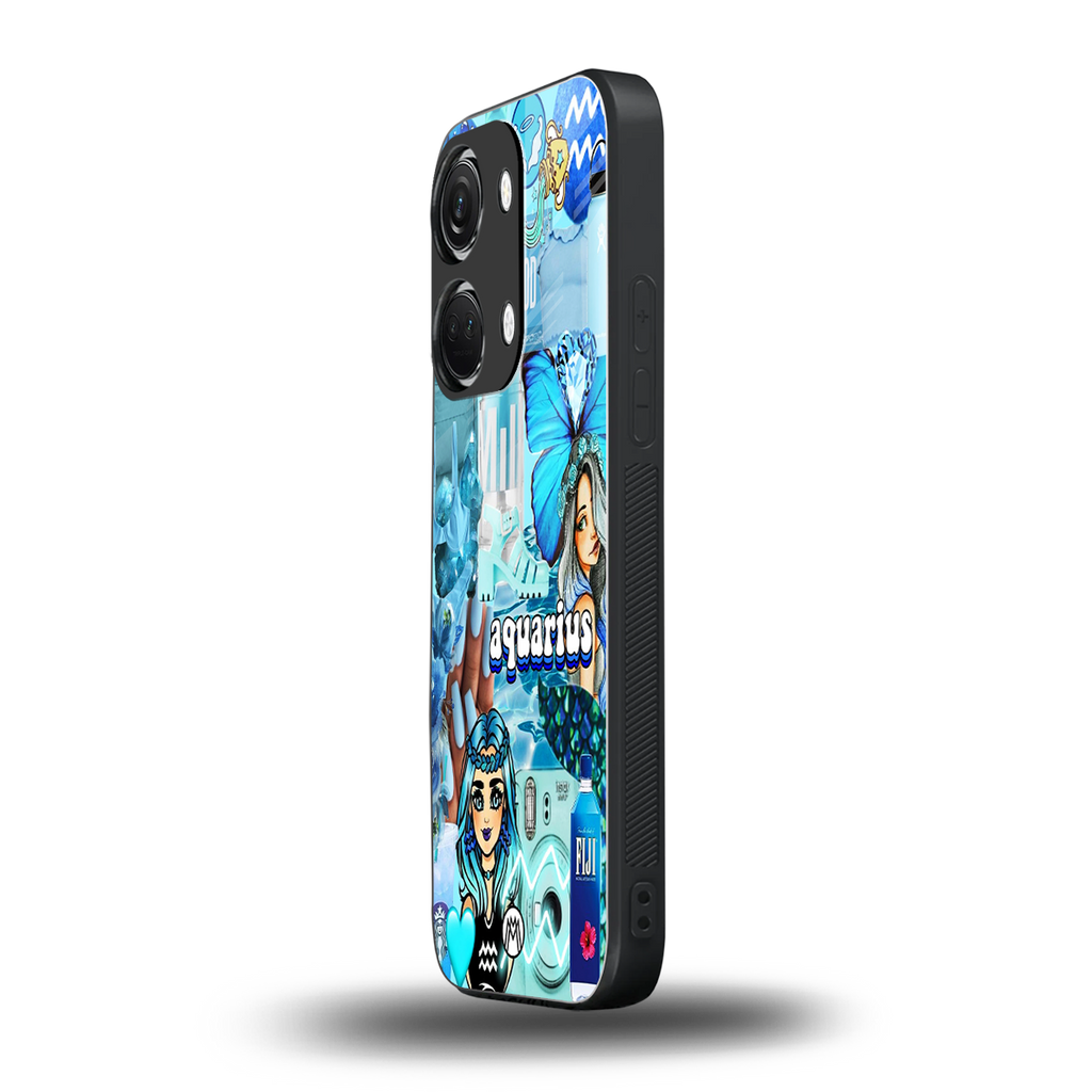 aquarius aesthetic collage back phone cover | glass case for oneplus nord 3