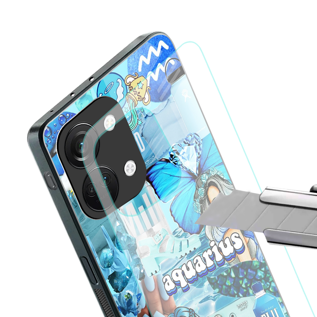 aquarius aesthetic collage back phone cover | glass case for oneplus nord 3