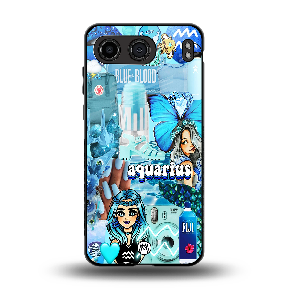 aquarius aesthetic collage back phone cover | glass case for oneplus nord 4