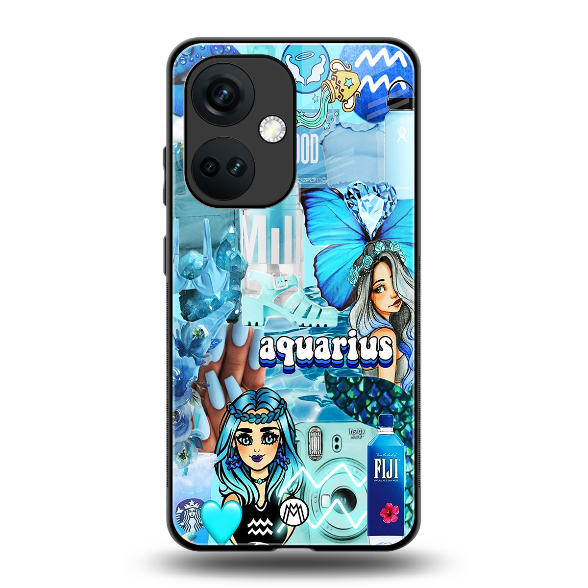 aquarius aesthetic collage back phone cover | glass case for oneplus nord ce 3