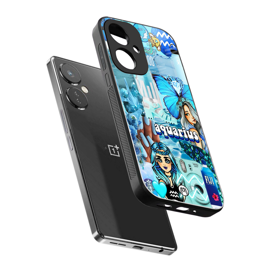 aquarius aesthetic collage back phone cover | glass case for oneplus nord ce 3