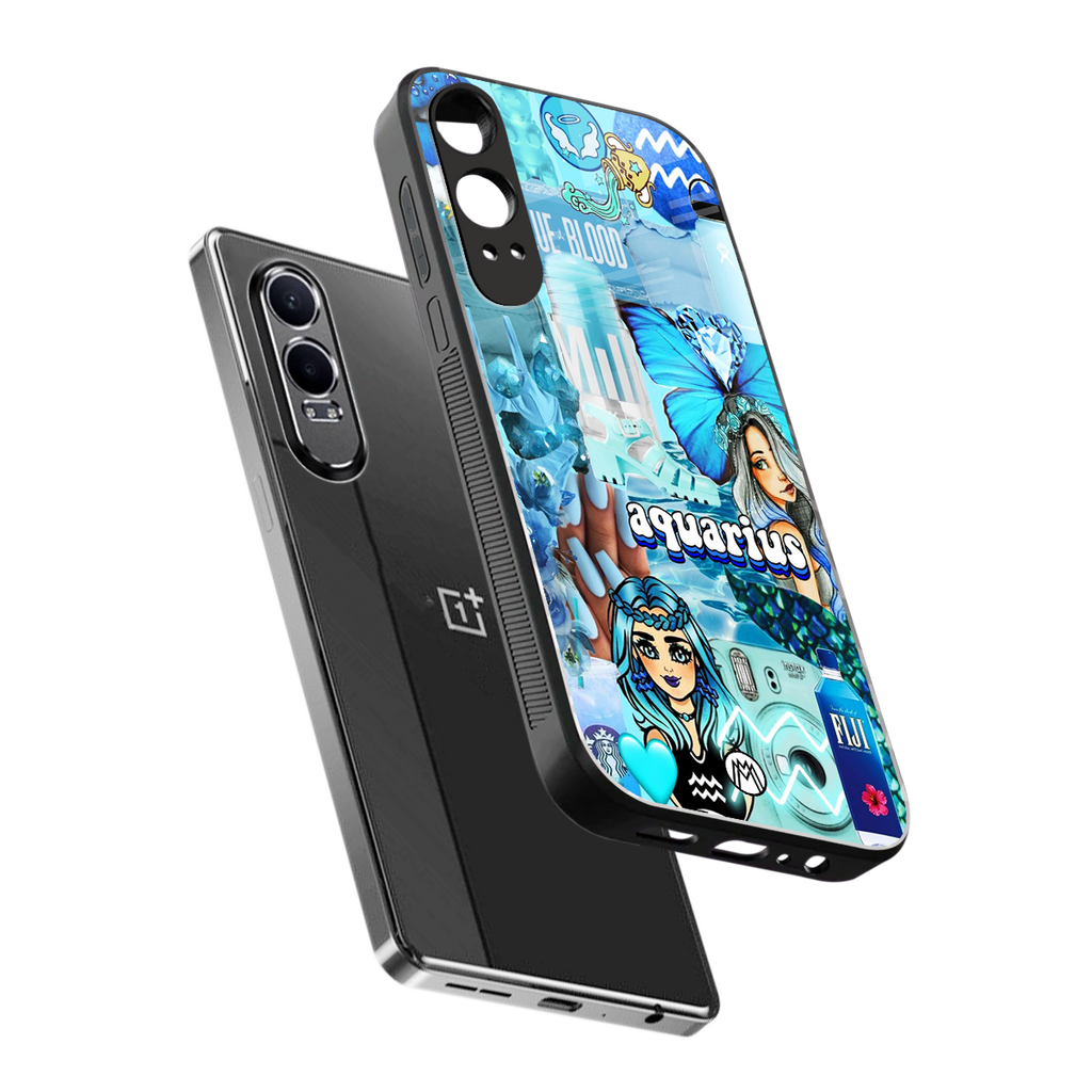 aquarius aesthetic collage back phone cover | glass case for oneplus nord ce 4 lite