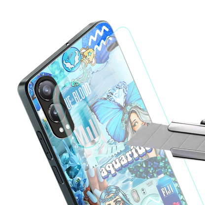 aquarius aesthetic collage back phone cover | glass case for oneplus nord ce 4 lite