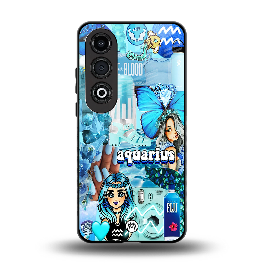 aquarius aesthetic collage back phone cover | glass case for oneplus nord ce 4