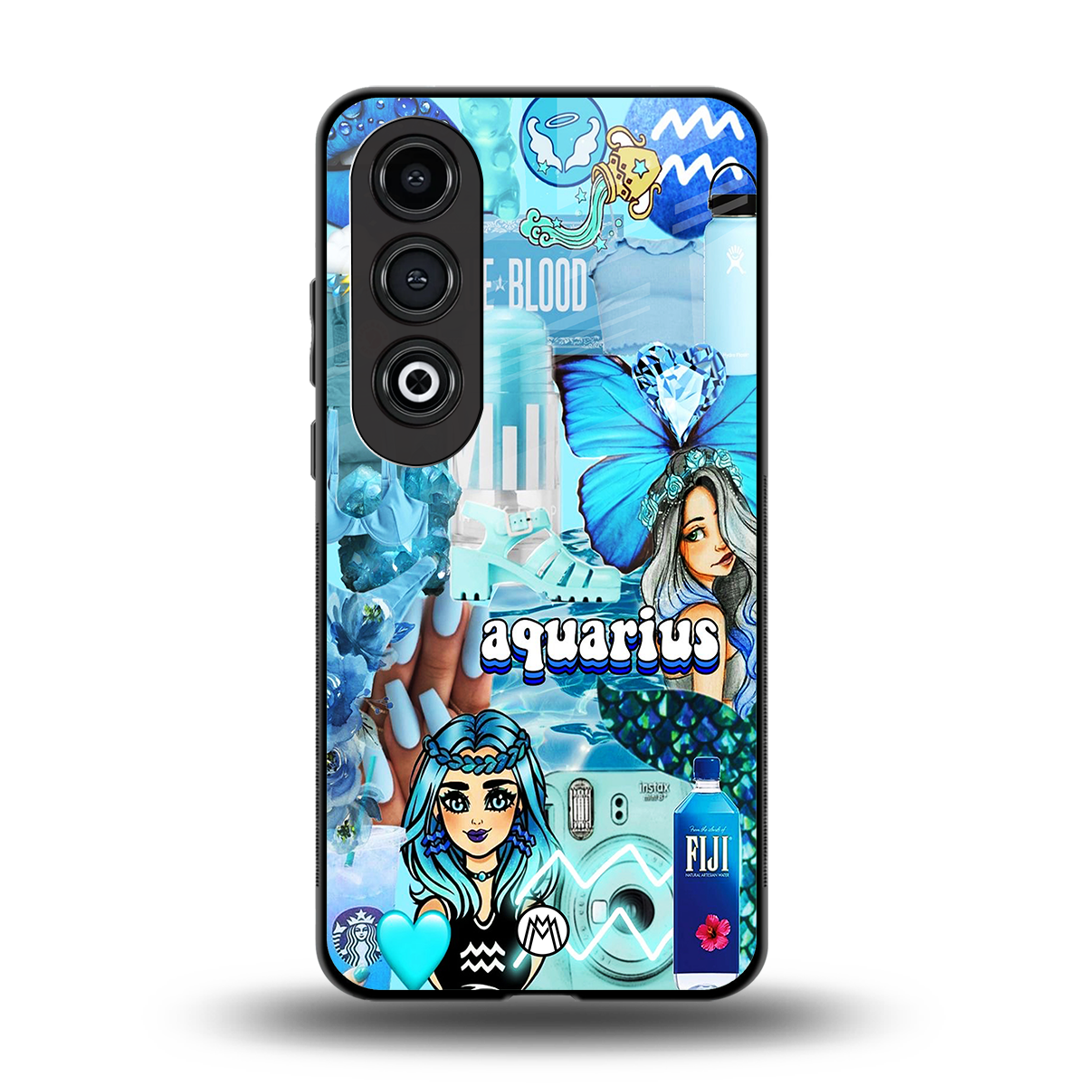 aquarius aesthetic collage back phone cover | glass case for oneplus nord ce 4