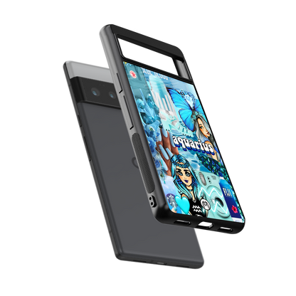 aquarius aesthetic collage back phone cover | glass case for google pixel 6 pro