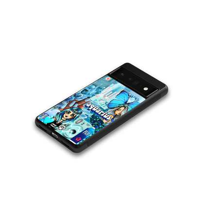 aquarius aesthetic collage back phone cover | glass case for google pixel 6 pro