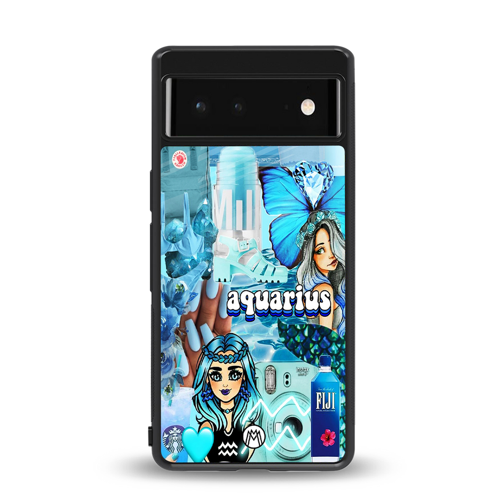 aquarius aesthetic collage back phone cover | glass case for Google Pixel 6A