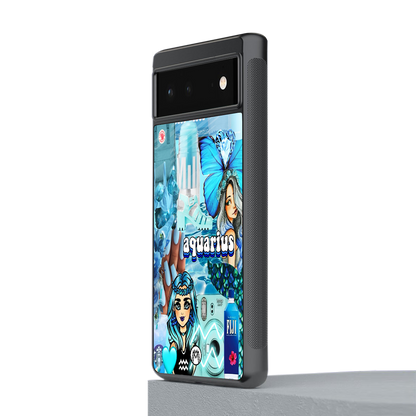 aquarius aesthetic collage back phone cover | glass case for Google Pixel 6A