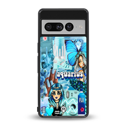 aquarius aesthetic collage back phone cover | glass case for google pixel 7 pro