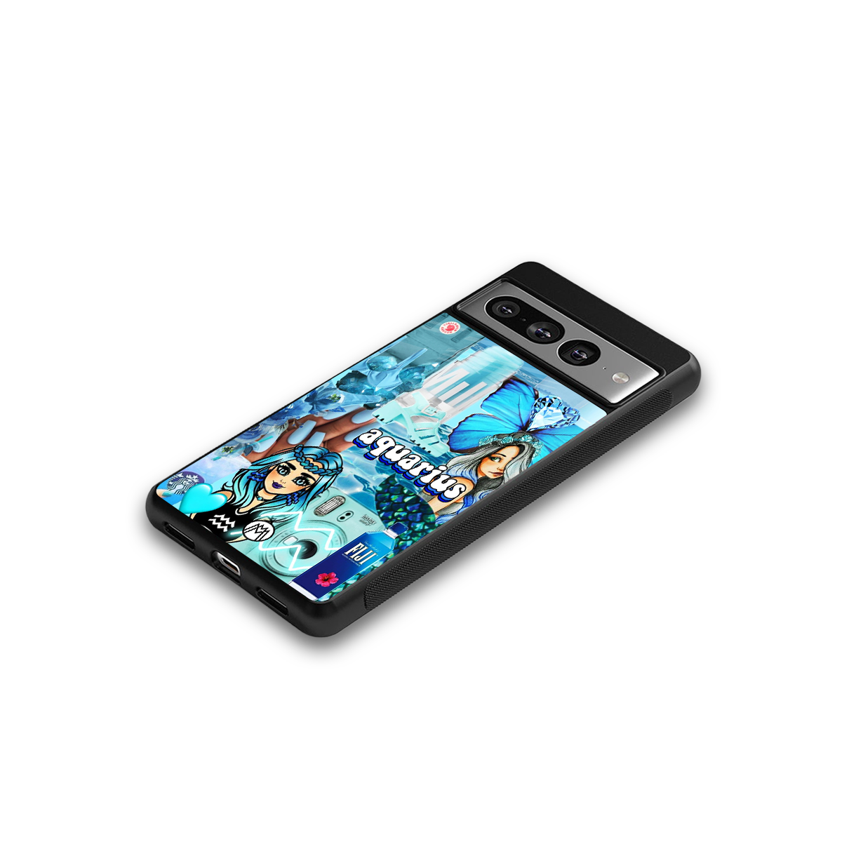 aquarius aesthetic collage back phone cover | glass case for google pixel 7 pro