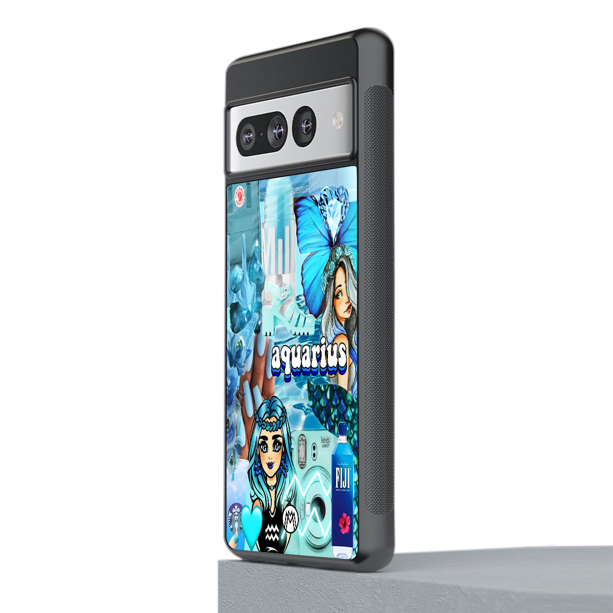 aquarius aesthetic collage back phone cover | glass case for google pixel 7 pro