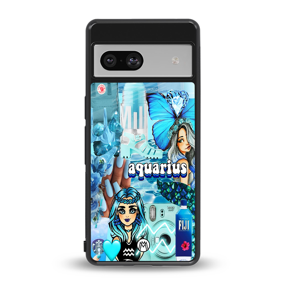 aquarius aesthetic collage back phone cover | glass case for Google Pixel 7