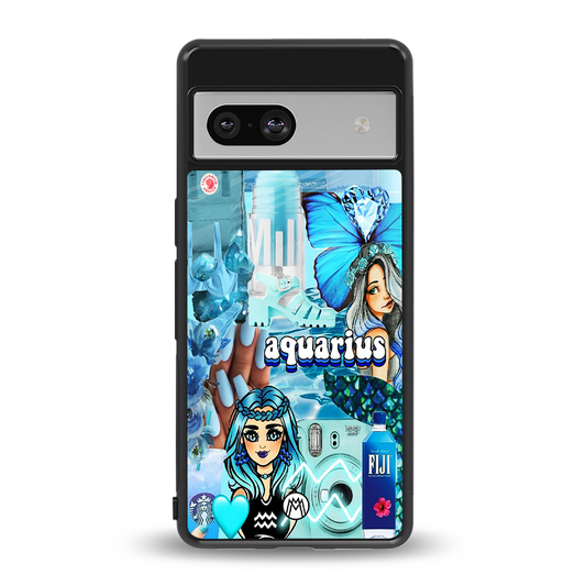 aquarius aesthetic collage back phone cover | glass case for Google Pixel 7