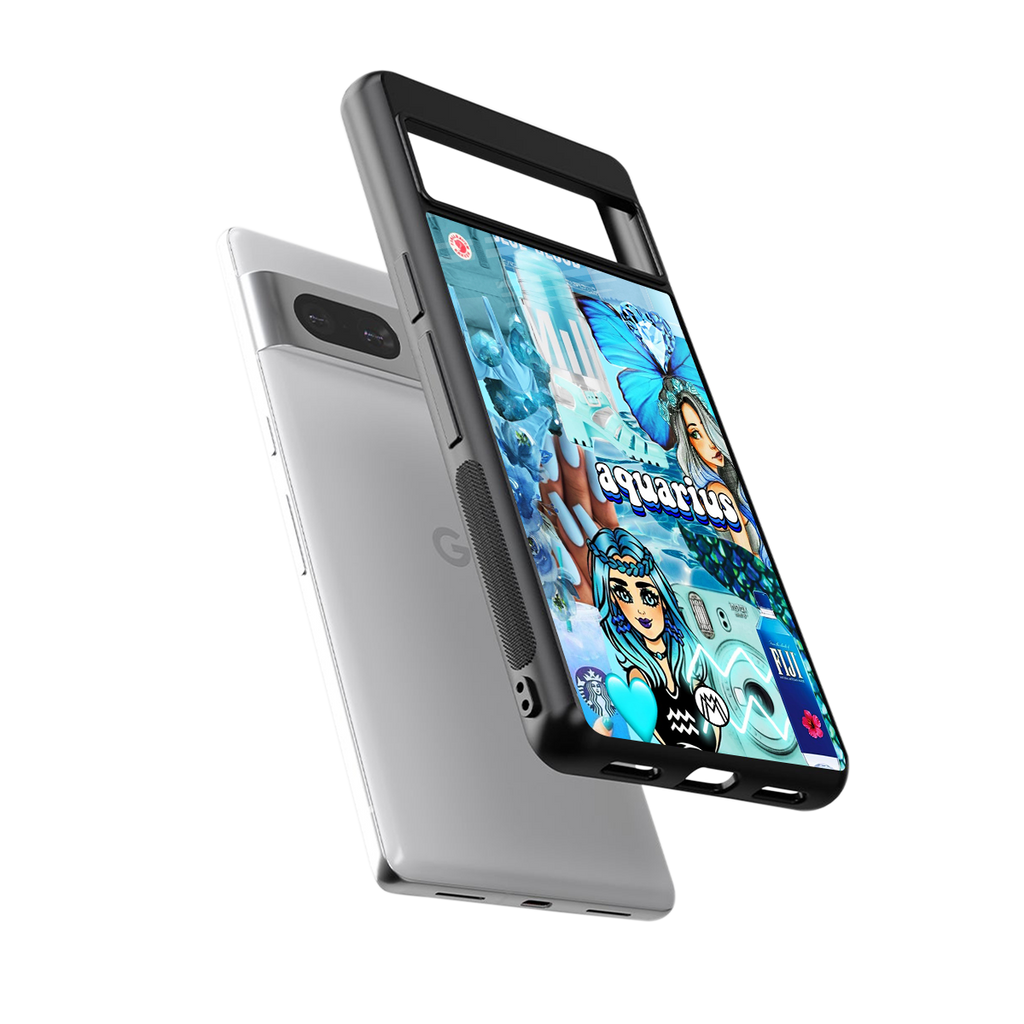 aquarius aesthetic collage back phone cover | glass case for Google Pixel 7